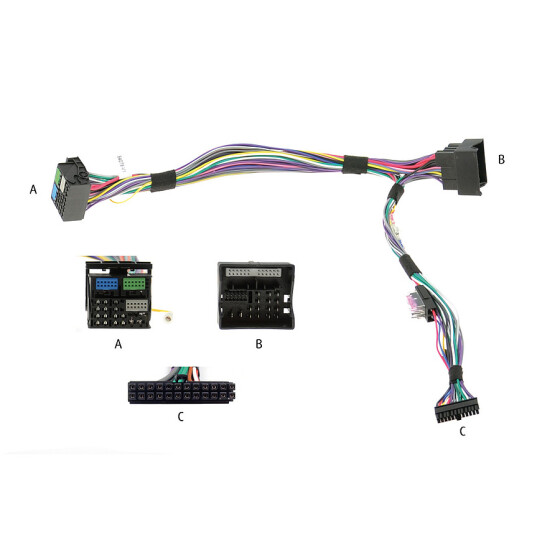 AUDIO2CAR Adapter für Audi A1, A7 ab ca. 2010- / A3, A6, Q3 ab ca. 2011- / Seat Leon ab ca. 2012- / VW Golf 7 ab ca. 9/2012- / Skoda Octavia ab ca. 2013- / (wie KR.84O73M, nur voll belegt)