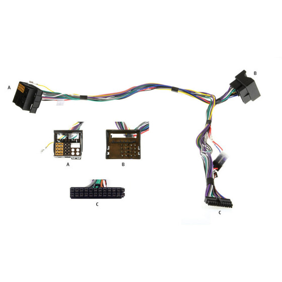 AUDIO2CAR Adapter für VW / Audi / Seat / Skoda ab ca. 2010 (Quadlock / 40 pin Fächerstecker vom Original Stecker umgesteckt!)