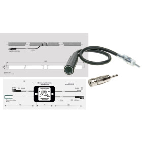 Antennen- Einbausatz mit Dipolantenne AM/FM passiv / DAB+ durch Antennensplitter für PKW und Wohnmobil