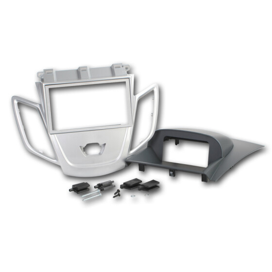 Radioblende FORD Fiesta ab 2008 2DIN silber Display grau