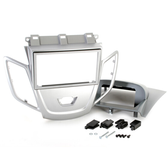 Radioblende FORD Fiesta ab 2008 2DIN silber matt Display grau