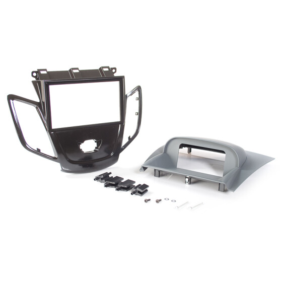 Radioblende FORD Fiesta ab 2008 2DIN piano black Display grau