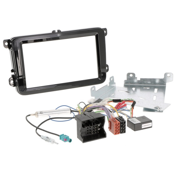 EINBAUKIT  SEAT SKODA VW 2DIN piano Installer Kit + CAN +12V + Antennenadapter