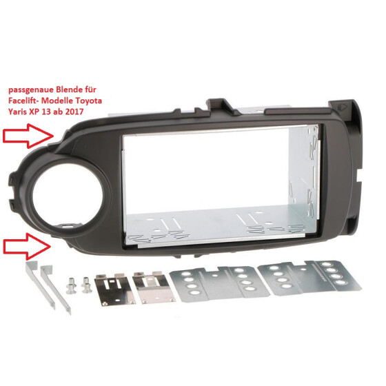 EINBAUKIT TOYOTA Yaris (XP13) Facelift ab 2017 2DIN schwarz + Metallrahmen