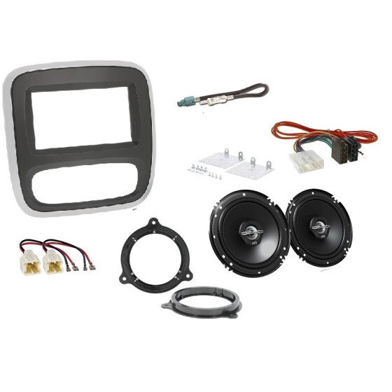 Radioeinbausatz für 2DIN Autoradio Renault Trafic Bj. 2020 incl. Lautsprecher bicolor schwarz/ silber