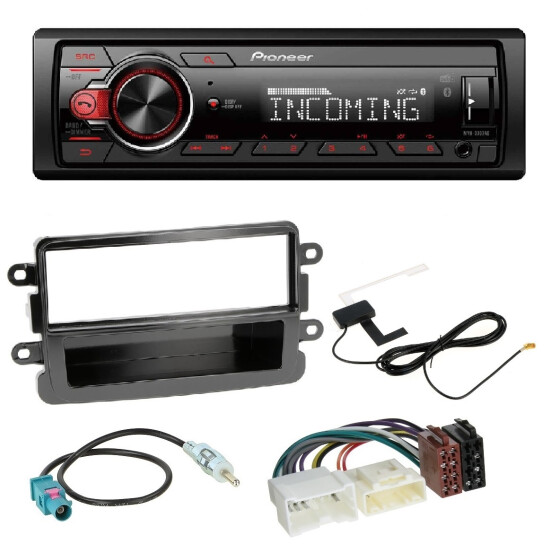 Pioneer Autoradio AUX USB DAB Bluetooth - Einbausatz 1DIN Dacia Dokker Duster Lodgy Sandero ab 2012