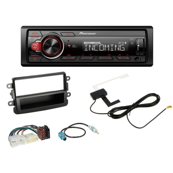 Pioneer Autoradio AUX USB DAB Bluetooth - Einbausatz 1DIN Dacia Dokker Duster Lodgy Sandero ab 2012