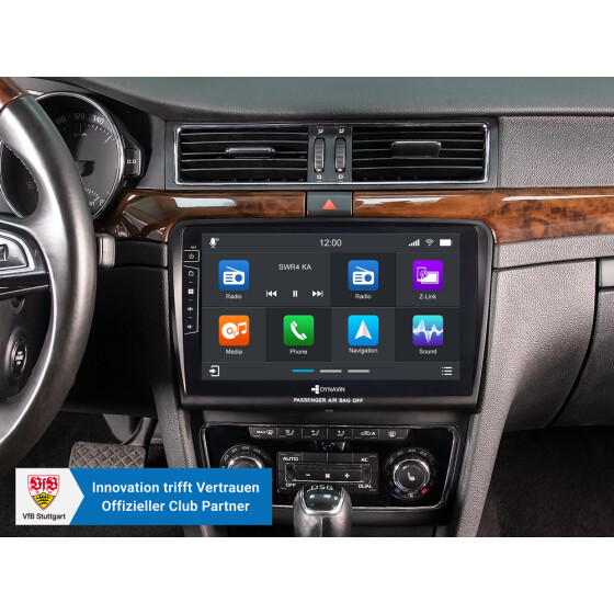 Android Autoradio für Skoda Superb 2009-2016 mit 4 x 100W Class-D Verstärker, 10,1 Zoll Display (hochauflösend), Inkl. Head-up-Display, Apple CarPlay und Android Auto
