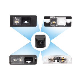 Kennzeichenleuchten-Kamera, Rückfahrfunktion 170° mit einschaltbaren Linien, weißes Licht. Für fast alle Seat, Skoda, Porsche und VW Modelle