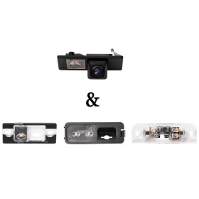 Kennzeichenleuchten-Kamera, Rückfahrfunktion 170° mit einschaltbaren Linien, gelbes Licht. Für fast alle Seat, Skoda, Porsche und VW Modelle