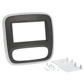 Radioeinbausatz für 2DIN Autoradio`s Renault Trafic Bj. 2014 - 2021 bicolor schwarz/silber mit Lenkradfernbedienung