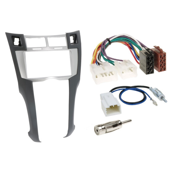Einbauset für 2-DIN Autoradio TOYOTA Yaris (XP9) 2006 bis 2011 silber/ schwarz