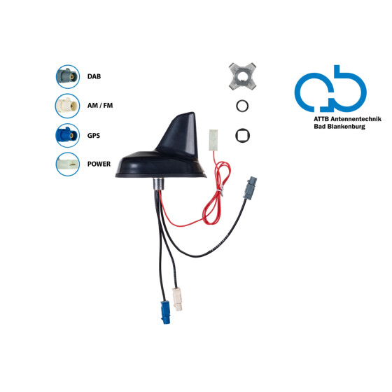 Dachantenne AM/FM DAB+ GPS Shark 12V extern/phantom