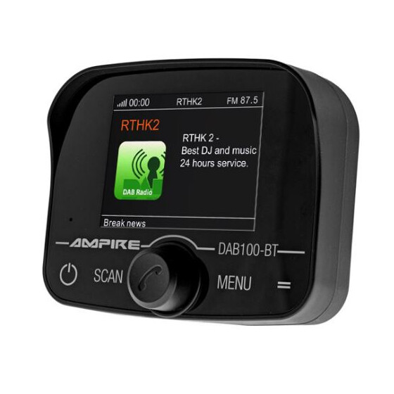AMPIRE DAB+ Receiver mit BT-Freisprecheinrichtung inklusive DAB+ Antenne