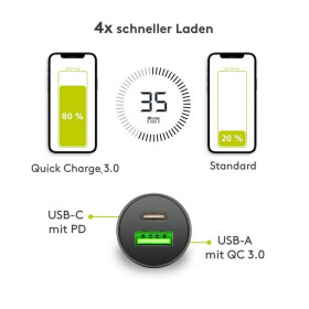GOOBAY USB-A/C Ladeadapter Duo 12/24V, 30 Watt