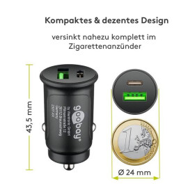 GOOBAY USB-A/C Ladeadapter Duo 12/24V, 30 Watt