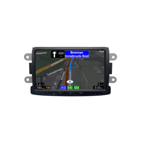 Android Autoradio für Dacia Sandero / Duster / Renault Captur mit 4 x 100W Class-D Verstärker, 8 Zoll Display (hochauflösend), Inkl. Head-up-Display, Apple CarPlay und Android Auto